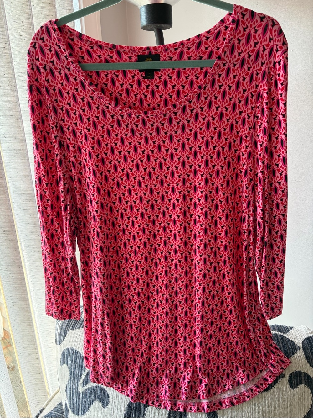 JM Collection Pink Patterned Long-Sleeve Top